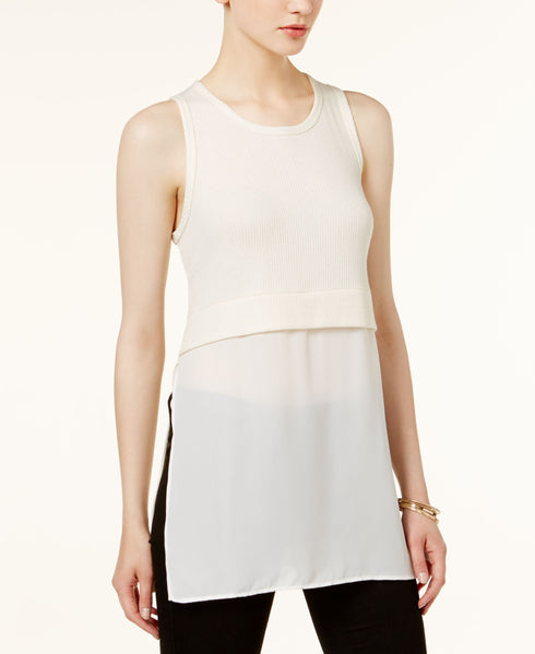 BAR III Mixed Media Ribbed Top